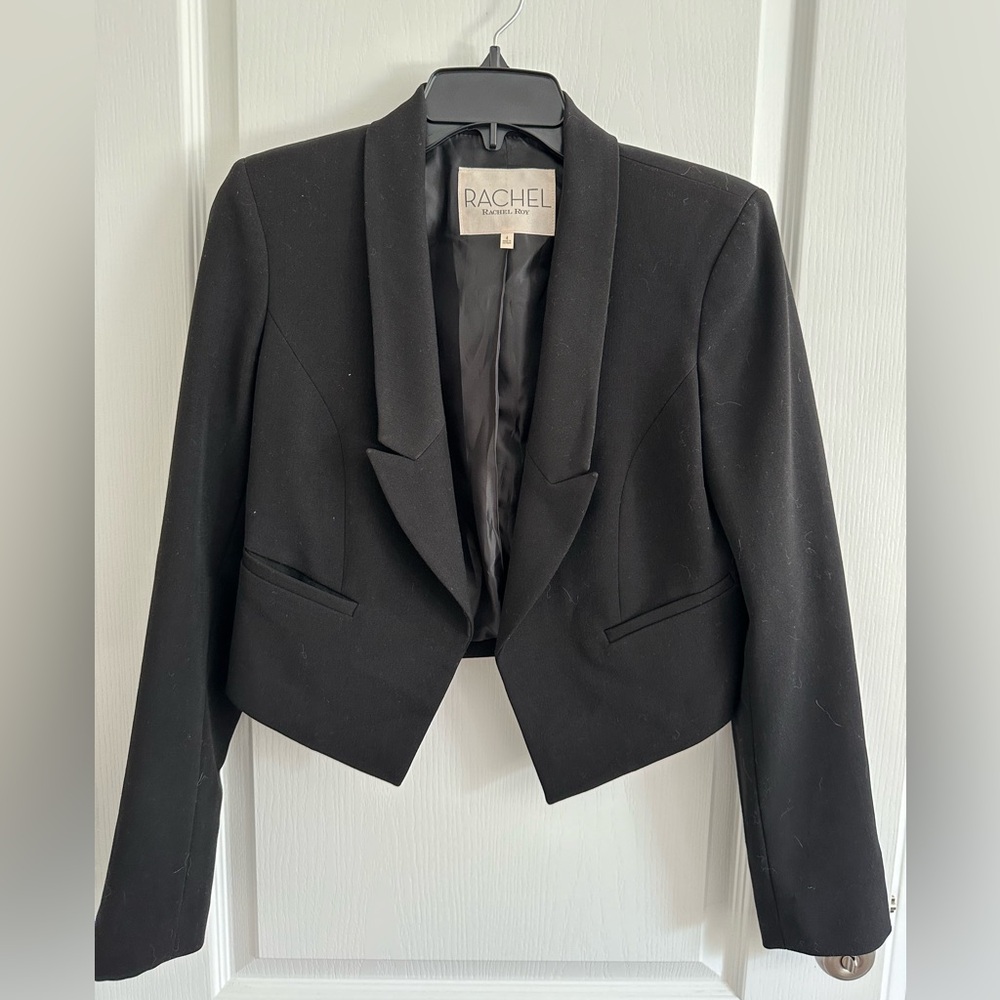 Cropped blazer, black, size 4, Rachel Roy